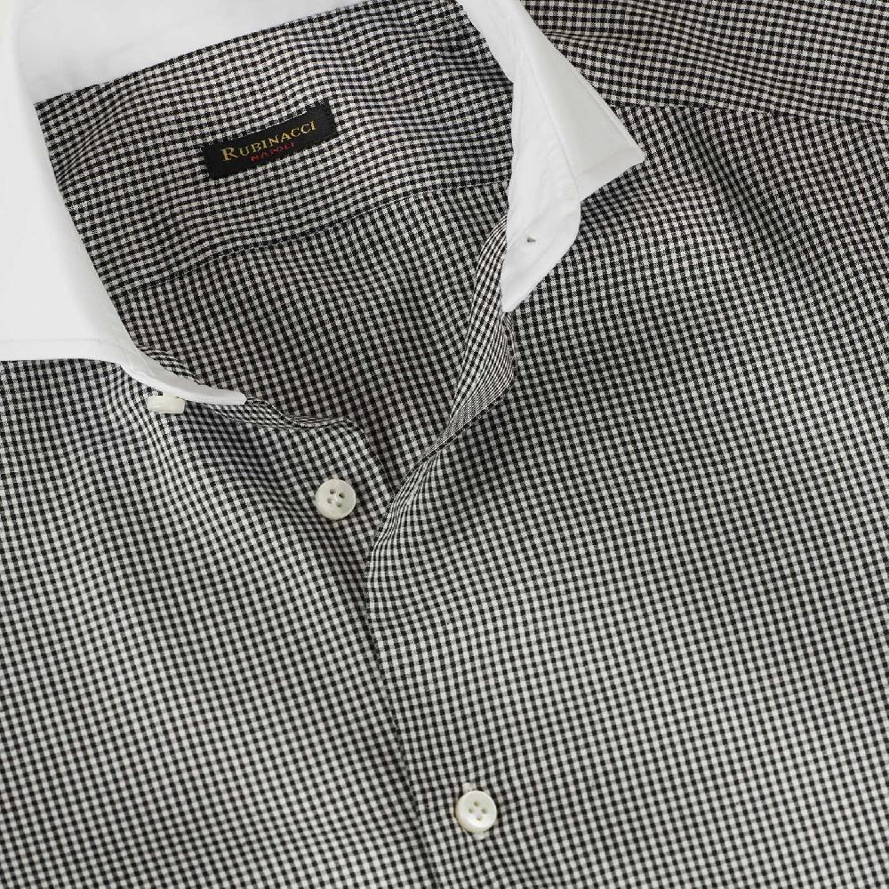 Rubinacci Camicia con collo bianco quadretto nero Discount Store per i nuovi prodotti