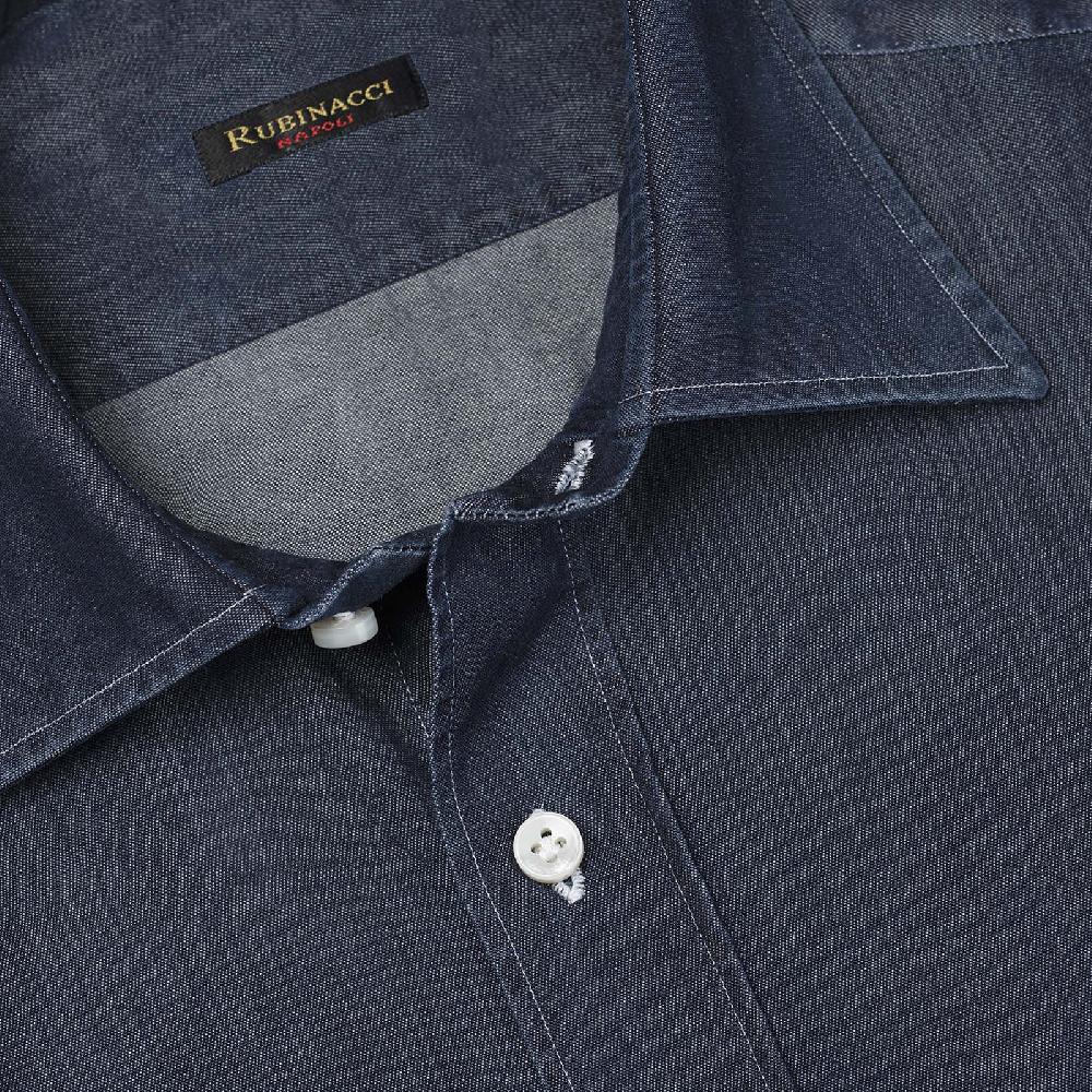 Rubinacci Camicia jeans blu scuro Solo un giorno rimasto