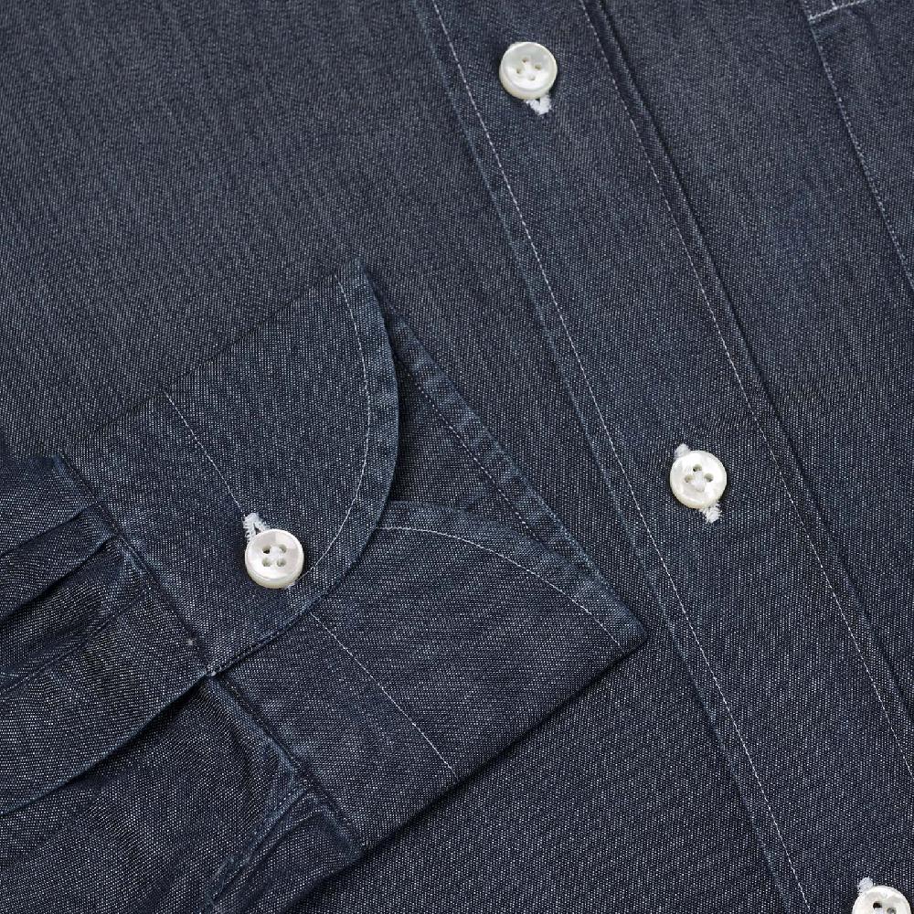 Rubinacci Camicia jeans blu scuro Solo un giorno rimasto