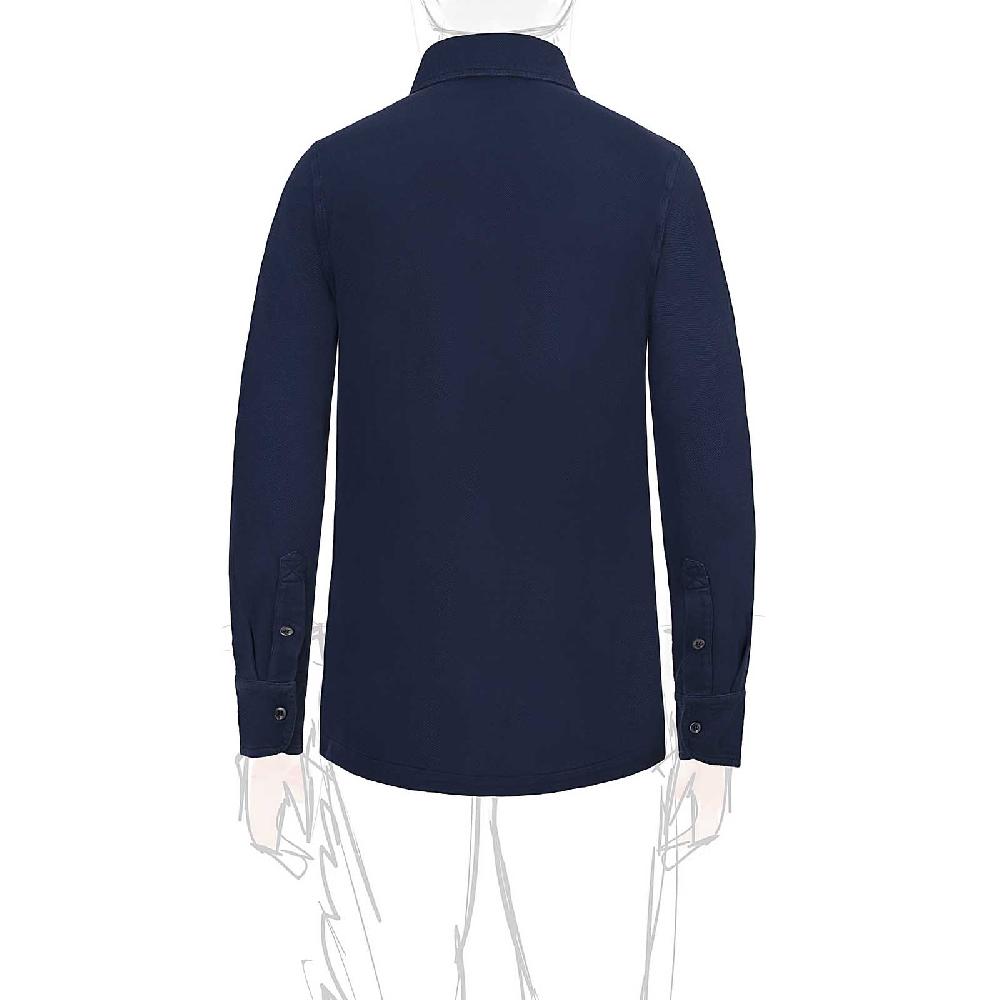 Rubinacci Camicia in piquet blu Trasporto libero internazionale