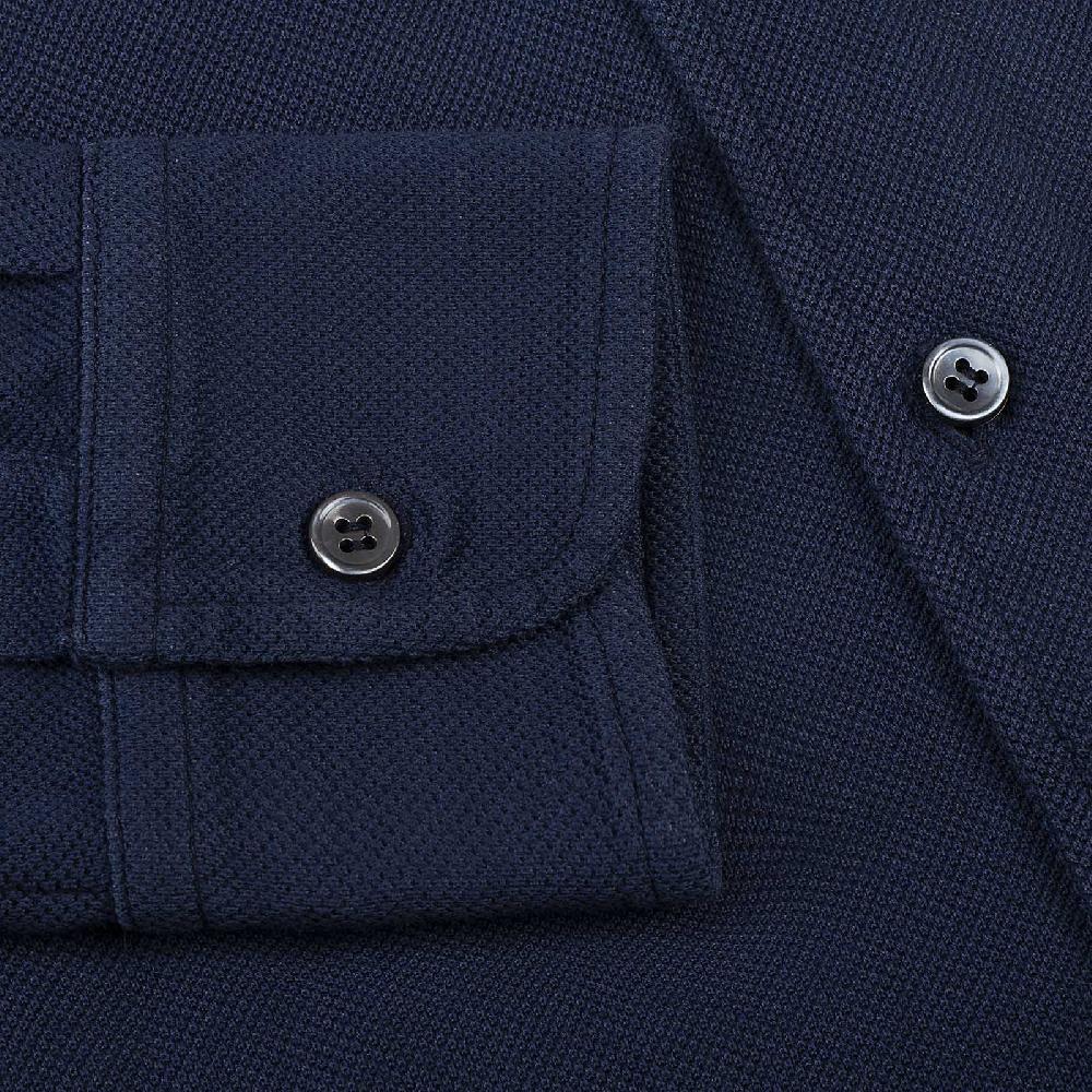 Rubinacci Camicia in piquet blu Trasporto libero internazionale