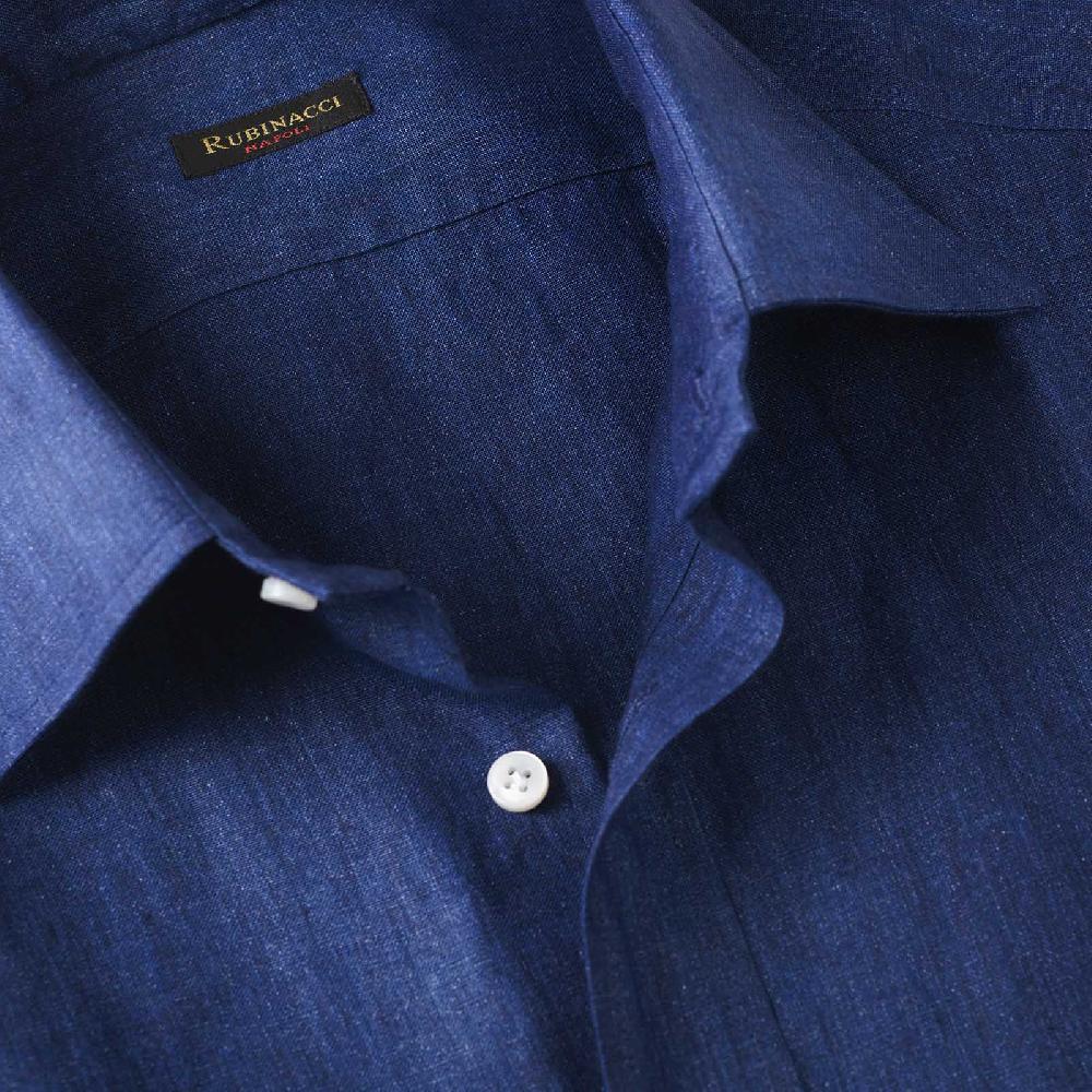 Rubinacci Camicia jeans in lino Sconti questo mese