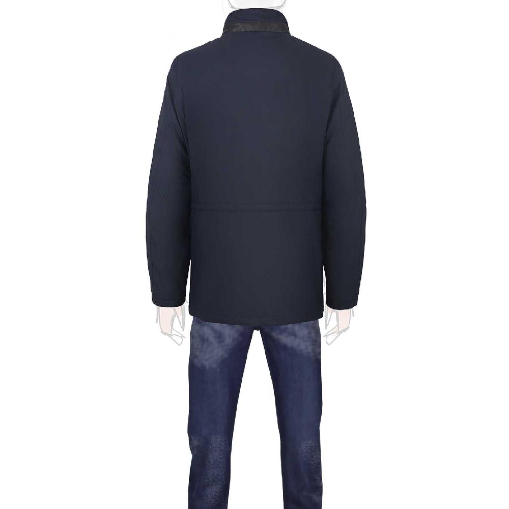Rubinacci Giaccone in seta impermeabile blu In Linea
