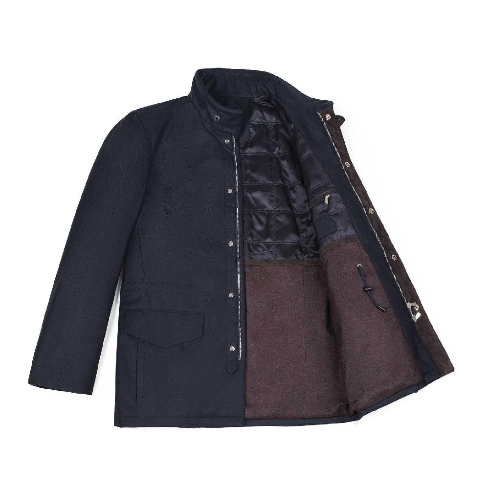 Rubinacci Giaccone in lana e cashmere blu Qualità Garantita
