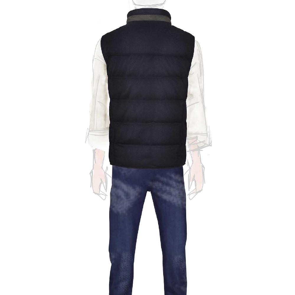 Rubinacci Gilet trapuntato lana e cashmere blu Consegna Veloce