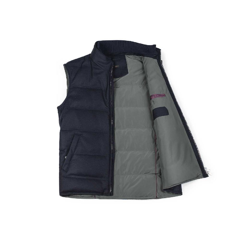 Rubinacci Gilet trapuntato lana e cashmere blu Consegna Veloce
