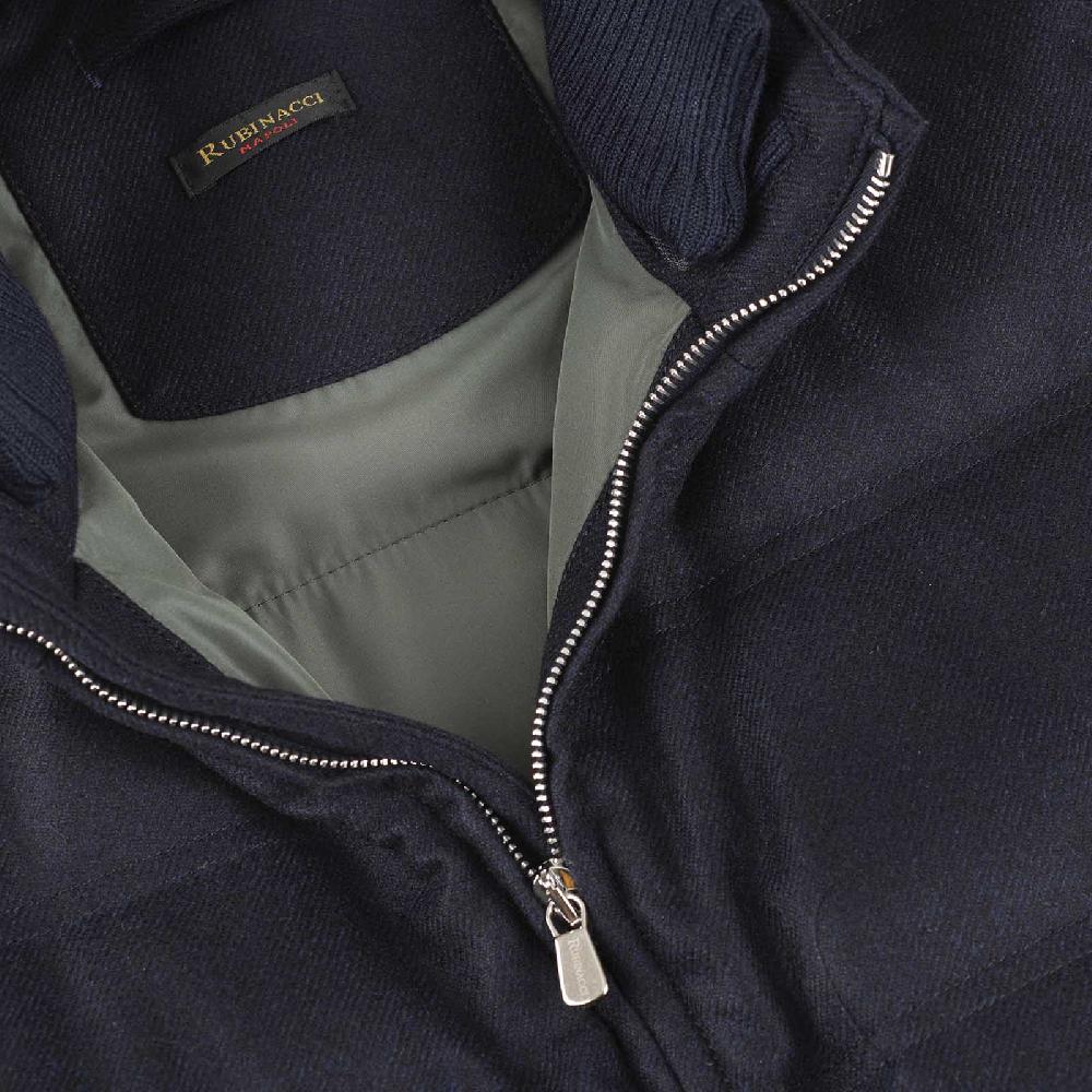 Rubinacci Gilet trapuntato lana e cashmere blu Consegna Veloce