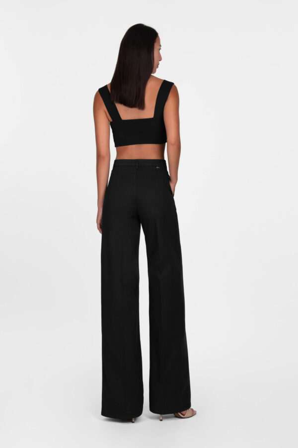 Sartoria Tramarossa PANTALONE AMELIA WIDE LEG IN GABARDINA DI COTONE NERO Nuovo
