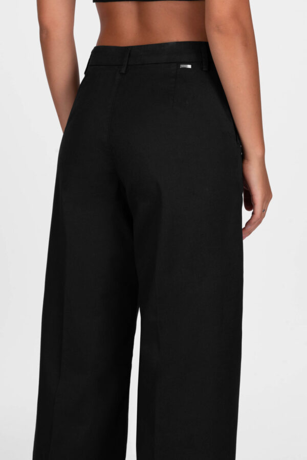 Sartoria Tramarossa PANTALONE AMELIA WIDE LEG IN GABARDINA DI COTONE NERO Nuovo
