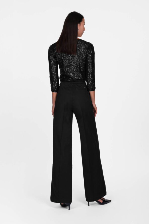 Sartoria Tramarossa PANTALONE AURELIA WIDE LEG IN GABARDINA DI COTONE NERO Vendita