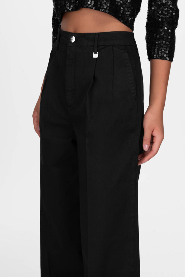 Sartoria Tramarossa PANTALONE AURELIA WIDE LEG IN GABARDINA DI COTONE NERO Vendita