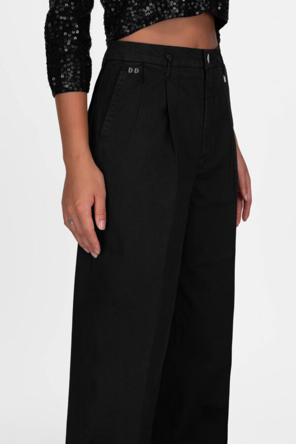 Sartoria Tramarossa PANTALONE AURELIA WIDE LEG IN GABARDINA DI COTONE NERO Vendita