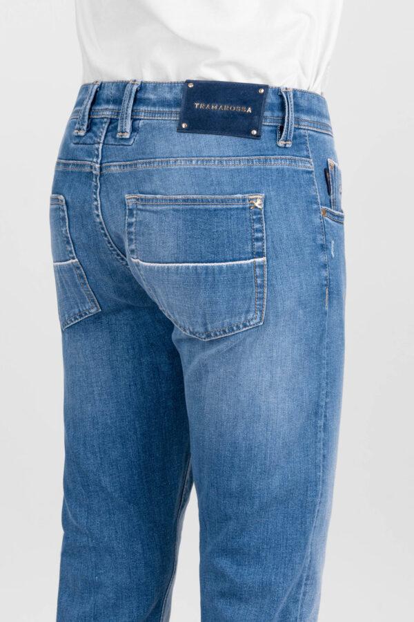 Sartoria Tramarossa JEANS LEONARDO BUTTONS REGULAR BLUE GOLD IN DENIM BLU MEDIO Shopping Online