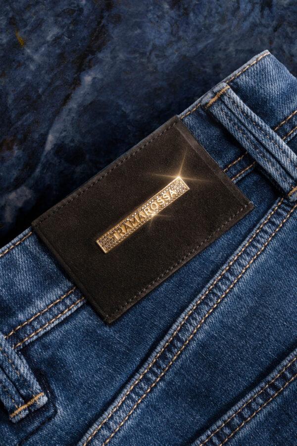 Sartoria Tramarossa JEANS LEONARDO BUTTONS REGULAR IN DENIM ZIRCONI MARRONI BLU MEDIO Affare Del Giorno