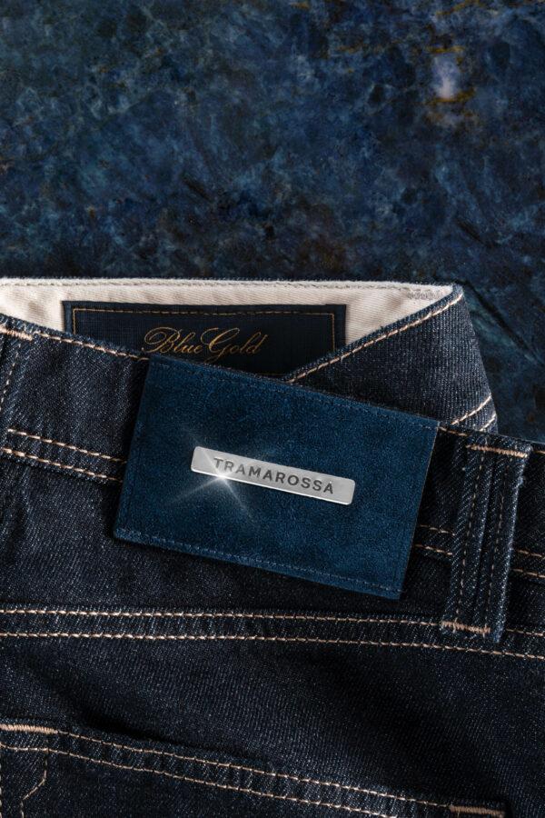 Sartoria Tramarossa JEANS LEONARDO BUTTONS REGULAR IN DENIM ARGENTO 925 BLU SCURO Sottocosto