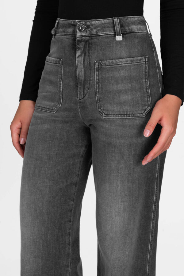 Sartoria Tramarossa JEANS VIRGINIA WIDE LEG IN DENIM NERO In Linea