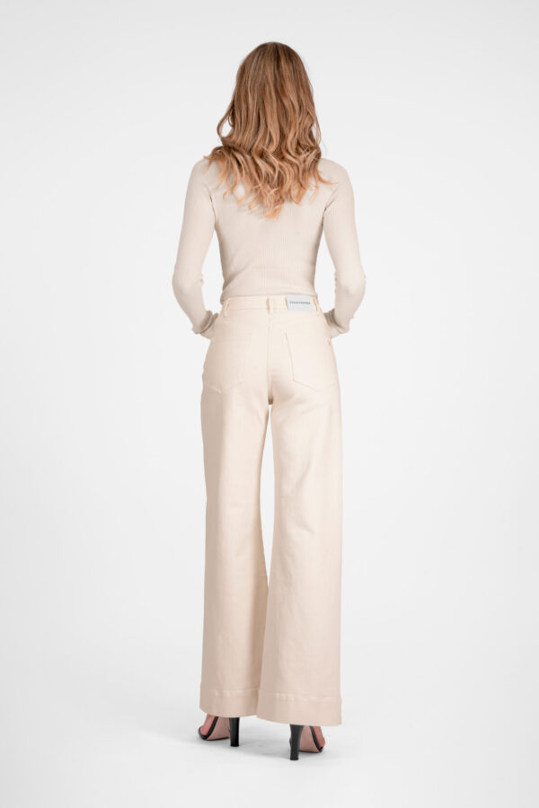 Sartoria Tramarossa PANTALONE VIOLA WIDE LEG IN BULL DI COTONE BEIGE Qualità Garantita
