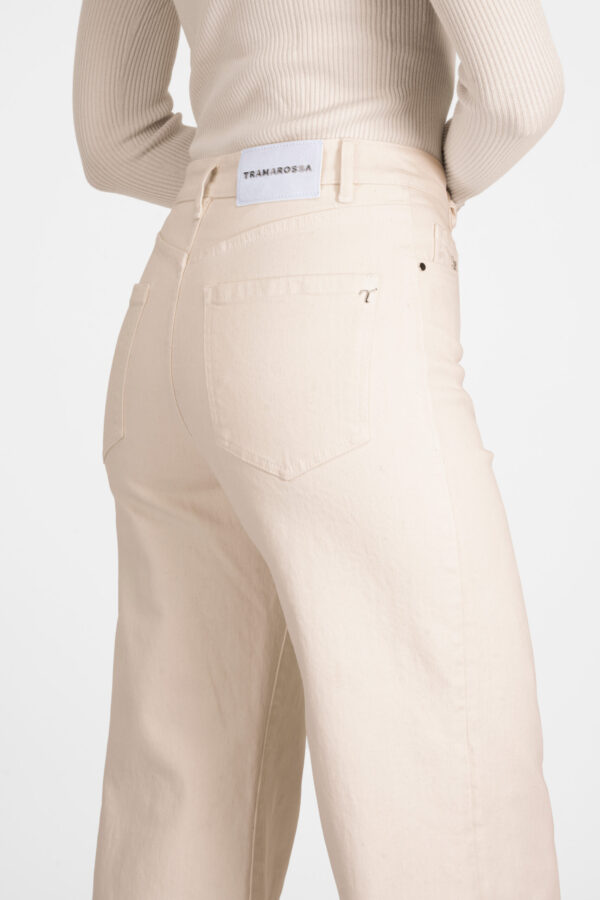 Sartoria Tramarossa PANTALONE VIOLA WIDE LEG IN BULL DI COTONE BEIGE Qualità Garantita