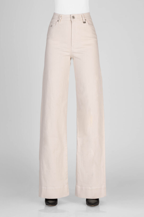 Sartoria Tramarossa PANTALONE VIOLA WIDE LEG IN BULL DI COTONE BEIGE Qualità Garantita