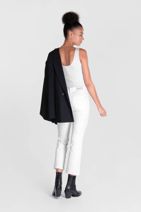 Sartoria Tramarossa PANTALONE MONICA FLARE CUT FLARE IN BULL DI COTONE BIANCO Novità