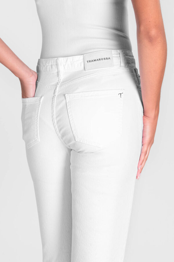 Sartoria Tramarossa PANTALONE MONICA FLARE CUT FLARE IN BULL DI COTONE BIANCO Novità