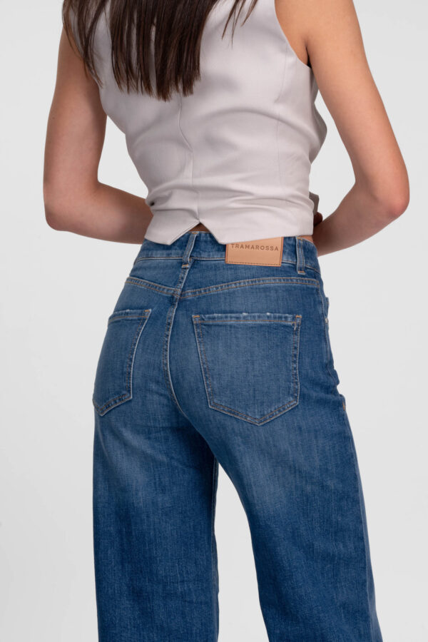 Sartoria Tramarossa JEANS MONICA WIDE WIDE LEG IN DENIM BLU MEDIO Sconto