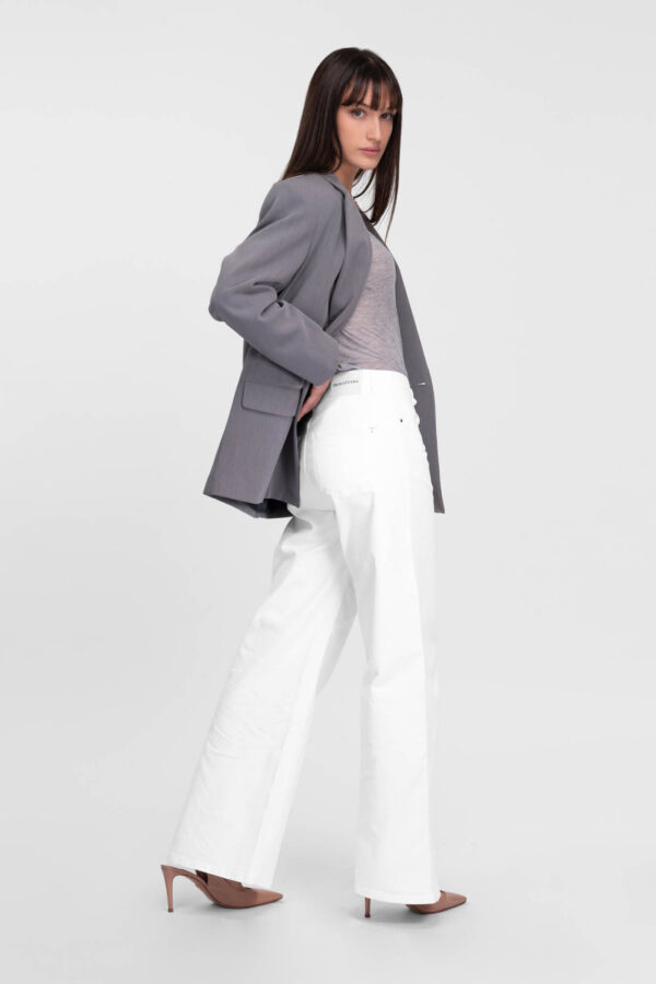 Sartoria Tramarossa JEANS MONICA WIDE WIDE LEG IN BULL DI COTONE BIANCO Offerta
