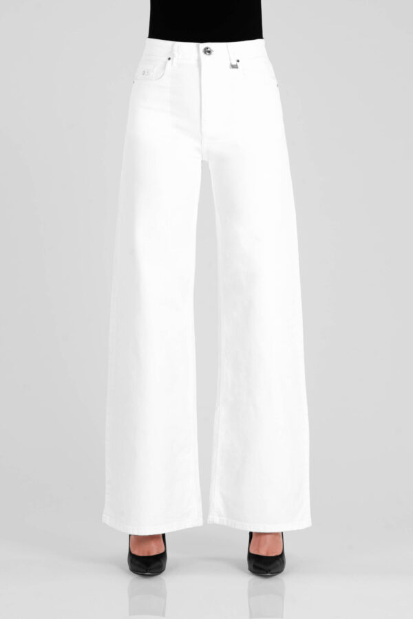 Sartoria Tramarossa JEANS MONICA WIDE WIDE LEG IN BULL DI COTONE BIANCO Offerta