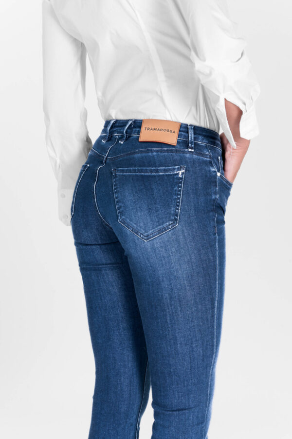 Sartoria Tramarossa JEANS BIANCA SLIM SKINNY IN DENIM STRETCH BLU MEDIO Spedizione Gratuita