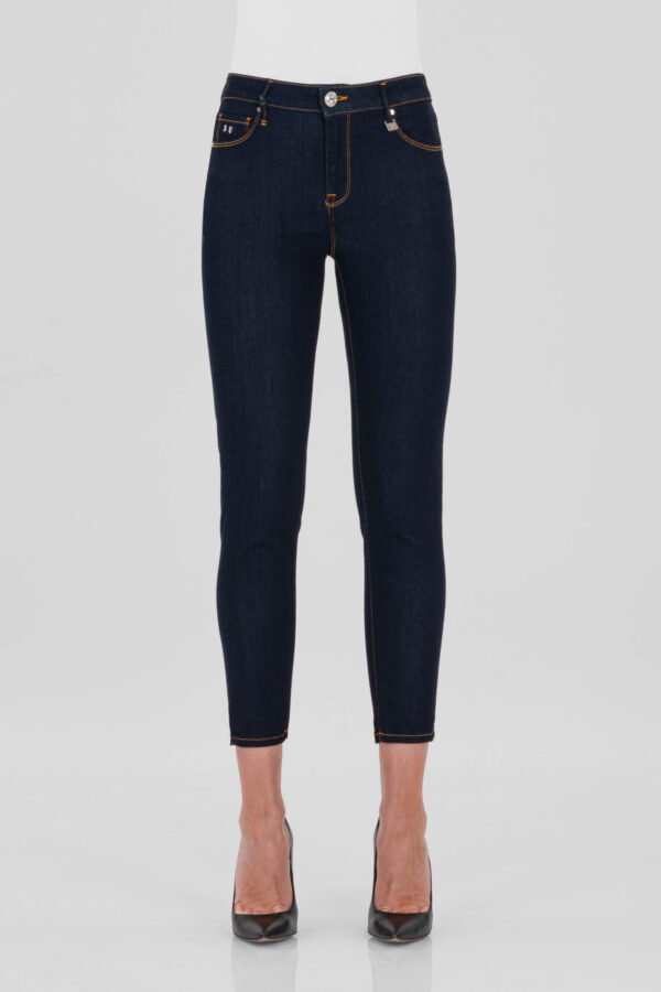 Sartoria Tramarossa JEANS BIANCA CAPRI SKINNY IN DENIM STRETCH BLU SCURO Vendita Calda