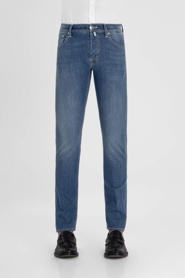 Sartoria Tramarossa JEANS MICHELANGELO ZIP REGULAR IN DENIM SUPER LEGGERO BLU MEDIO Negozio