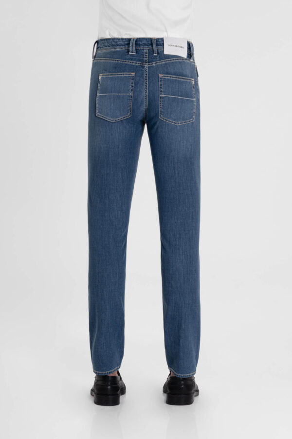 Sartoria Tramarossa JEANS MICHELANGELO ZIP REGULAR IN DENIM SUPER LEGGERO BLU MEDIO Negozio