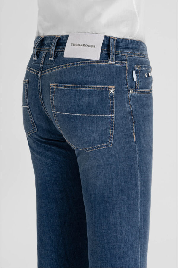 Sartoria Tramarossa JEANS MICHELANGELO ZIP REGULAR IN DENIM SUPER LEGGERO BLU MEDIO Negozio