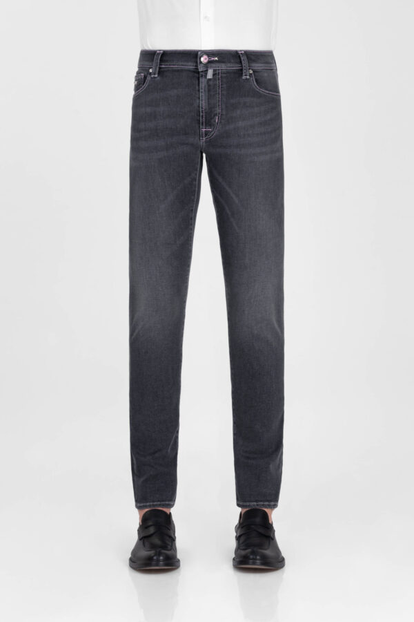 Sartoria Tramarossa JEANS LEONARDO ZIP SS SLIM IN DENIM STRETCH GRIGIO In Saldo