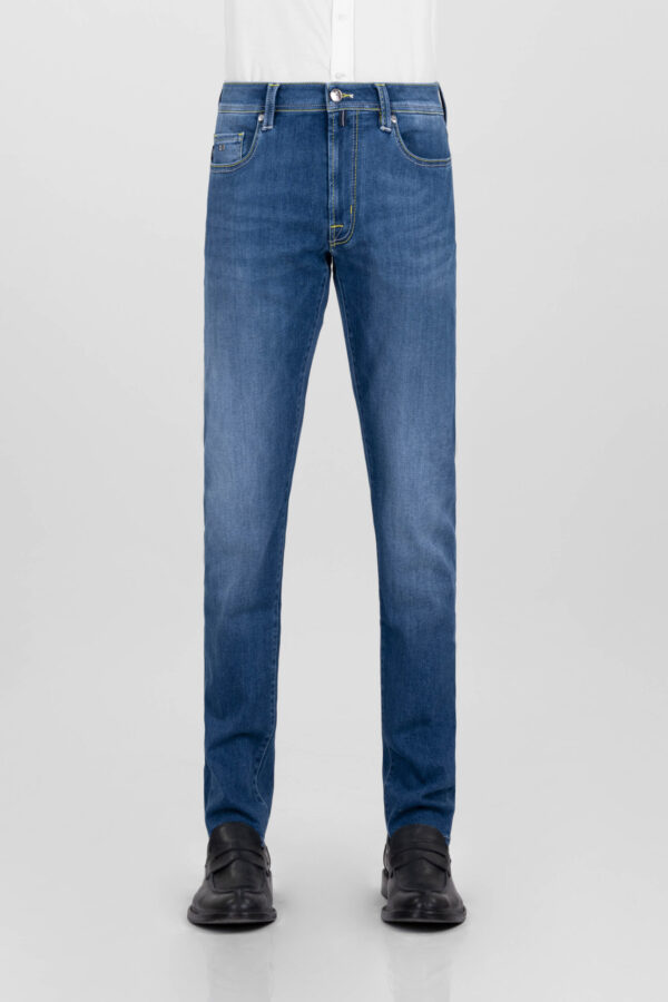 Sartoria Tramarossa MICHELANGELO ZIP SS SLIM MEDIUM BLUE STRETCH DENIM JEANS 2025