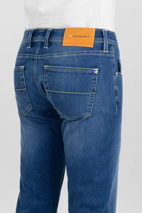 Sartoria Tramarossa MICHELANGELO ZIP SS SLIM MEDIUM BLUE STRETCH DENIM JEANS 2025