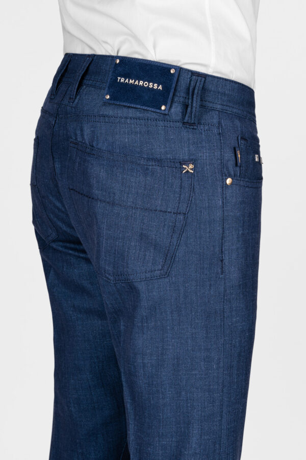 Sartoria Tramarossa PANTALONE MICHELANGELO ZIP REGULAR IN LANA LORO PIANA BLU MEDIO 2025