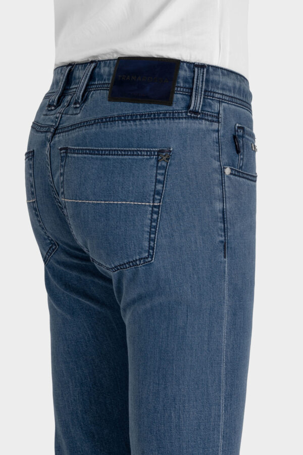 Sartoria Tramarossa JEANS MICHELANGELO ZIP REGULAR IN DENIM SETA BLU MEDIO Economico