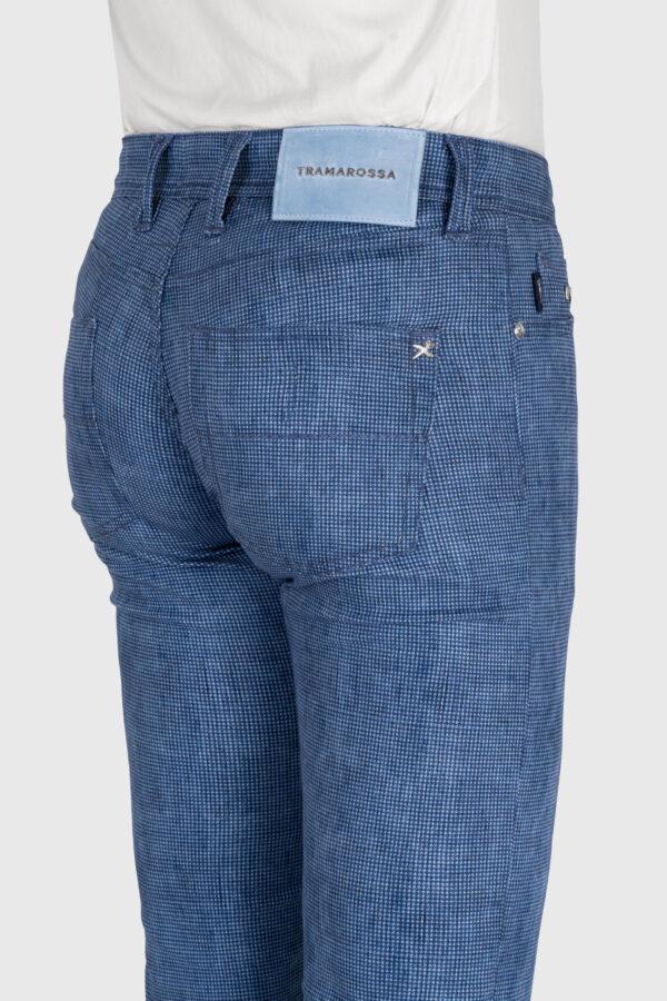 Sartoria Tramarossa PANTALONE MICHELANGELO ZIP REGULAR IN DENIM STAMPATO BLU MEDIO Qualità