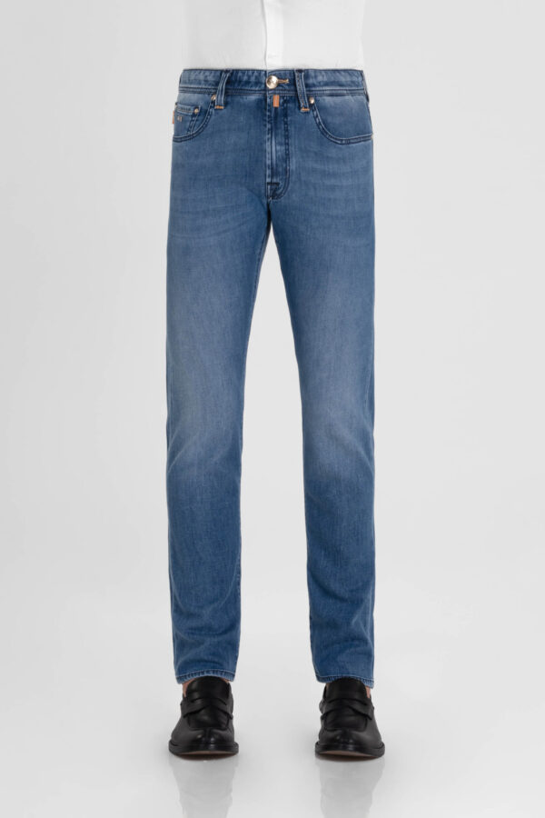 Sartoria Tramarossa JEANS MICHELANGELO ZIP REGULAR IN DENIM SETA BLU MEDIO Outlet