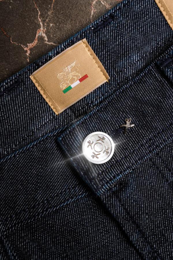 Sartoria Tramarossa JEANS LEONARDO ZIP REGULAR IN DENIM LIZARD MADREPERLA BLU SCURO In Vendita
