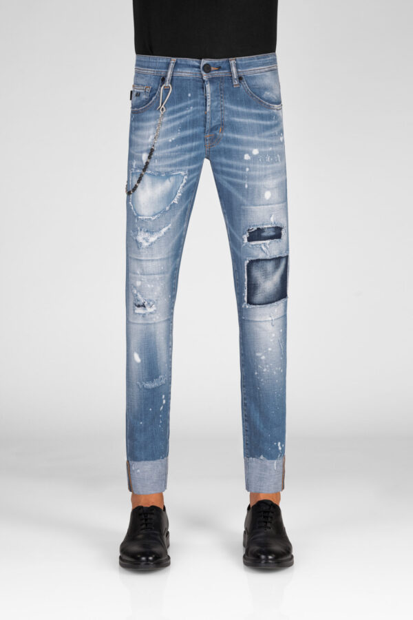 Sartoria Tramarossa JEANS 1980 SLIM IN DENIM STRETCH BLU MEDIO Spedizione Gratuita
