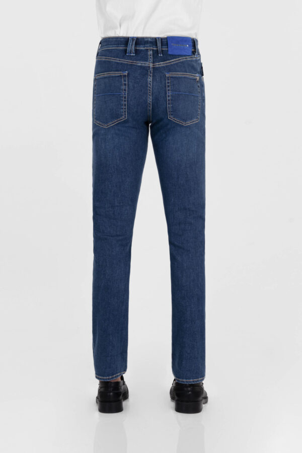 Sartoria Tramarossa JEANS LEONARDO ZIP SS SLIM IN DENIM CON STAMPA INTERNA BLU SCURO Soddisfazione Garantita