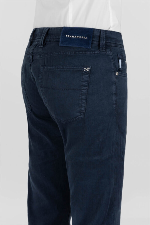 Sartoria Tramarossa JEANS MICHELANGELO REGULAR IN DENIM LINO BLU SCURO Qualità Garantita