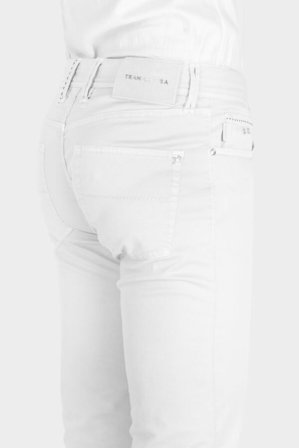 Sartoria Tramarossa PANTALONE LEONARDO BUTTONS REGULAR IN BULL DI COTONE WHITE Affare Del Giorno