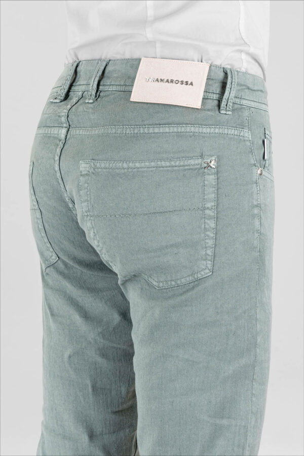Sartoria Tramarossa PANTALONE LEONARDO BUTTONS REGULAR IN LINO VERDE Negozio online di fabbrica