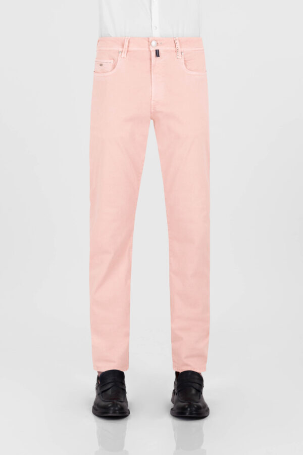 Sartoria Tramarossa PANTALONE MICHELANGELO ZIP SS REGULAR IN GABARDINA DI COTONE STRETCH ROSA Sconto