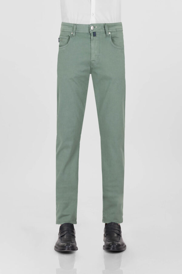 Sartoria Tramarossa PANTALONE MICHELANGELO ZIP SS REGULAR IN GABARDINA DI COTONE STRETCH VERDE Offerta