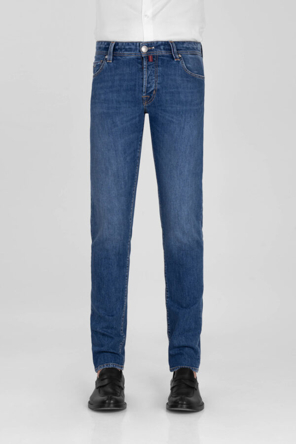 Sartoria Tramarossa JEANS LEONARDO BUTTONS REGULAR IN DENIM BLU MEDIO Economico