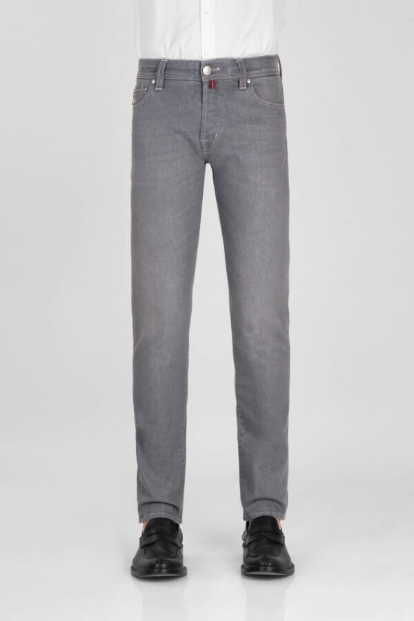 Sartoria Tramarossa JEANS LEONARDO BUTTONS REGULAR IN DENIM GRIGIO In Vendita